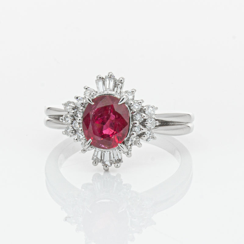 Deja Vu Platinum 1.56ct Ruby & Diamond Ring-Ring-Walker & Hall