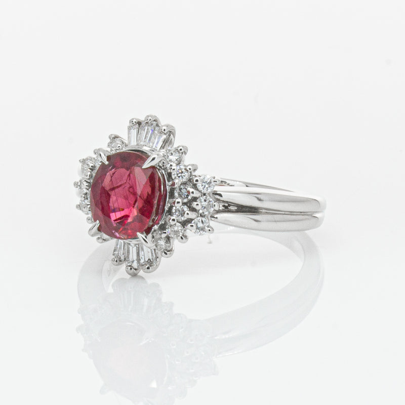 Deja Vu Platinum 1.56ct Ruby & Diamond Ring-Ring-Walker & Hall