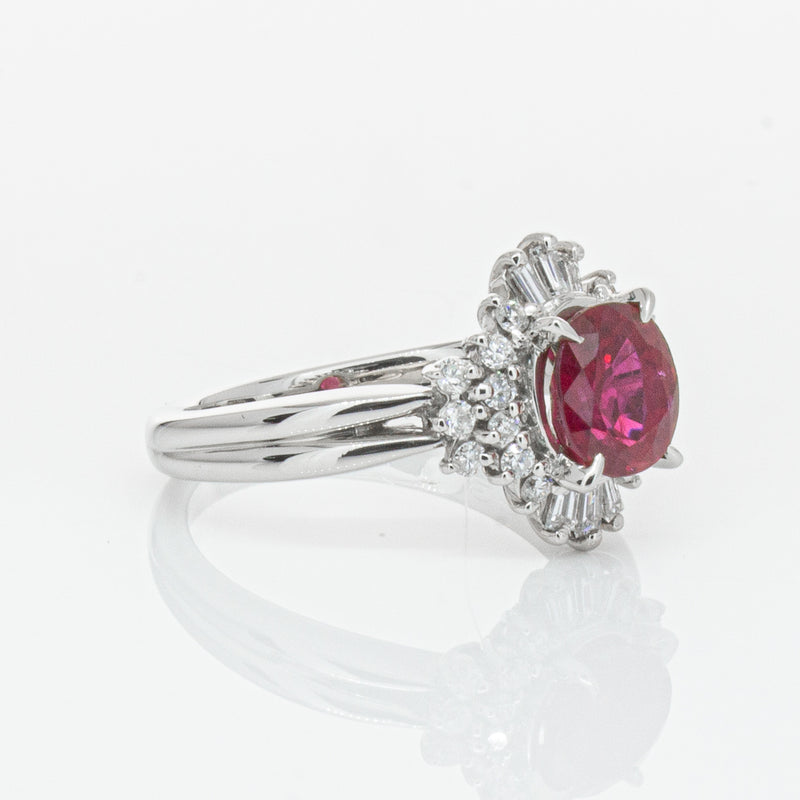 Deja Vu Platinum 1.56ct Ruby & Diamond Ring-Ring-Walker & Hall