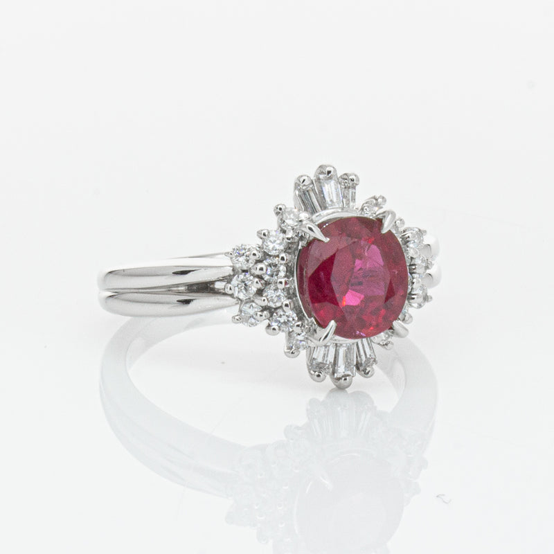 Deja Vu Platinum 1.56ct Ruby & Diamond Ring-Ring-Walker & Hall