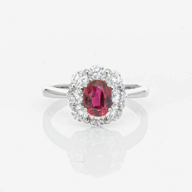Deja Vu Platinum 1.10ct Ruby & Diamond Ring-Ring-Walker & Hall