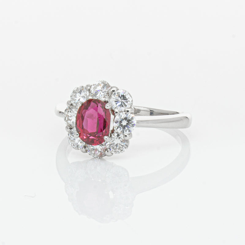 Deja Vu Platinum 1.10ct Ruby & Diamond Ring-Ring-Walker & Hall