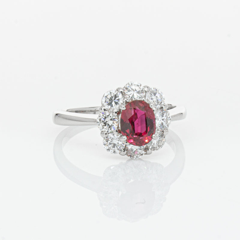 Deja Vu Platinum 1.10ct Ruby & Diamond Ring-Ring-Walker & Hall
