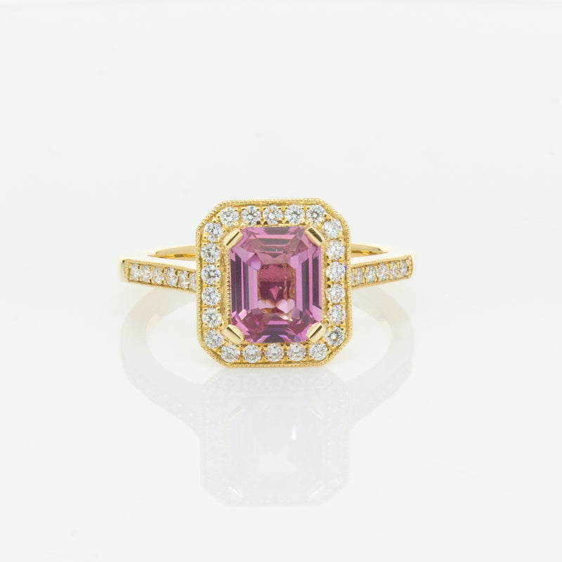 18ct Yellow Gold 1.55ct Pink Sapphire & Diamond Aria Ring-Ring-Walker & Hall