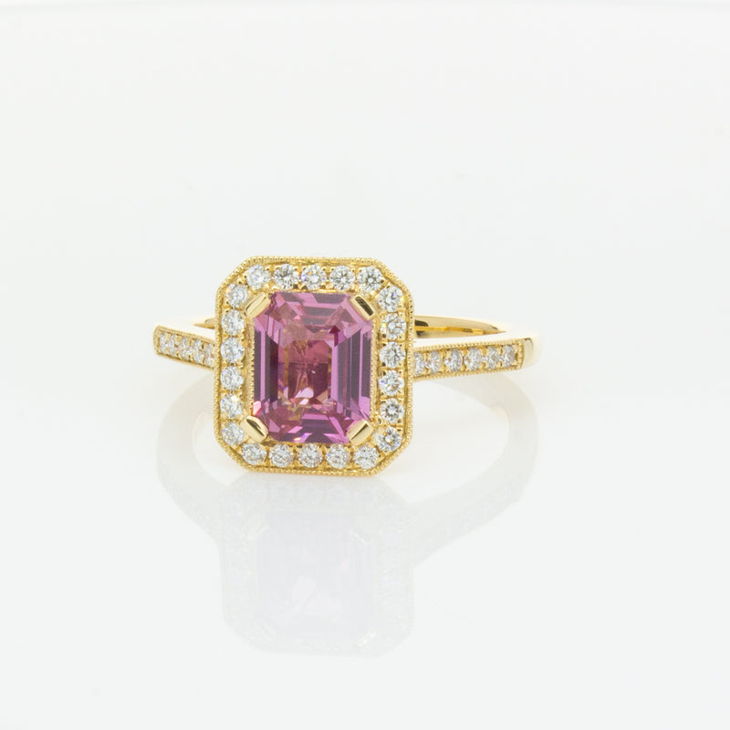 18ct Yellow Gold 1.55ct Pink Sapphire & Diamond Aria Ring-Ring-Walker & Hall
