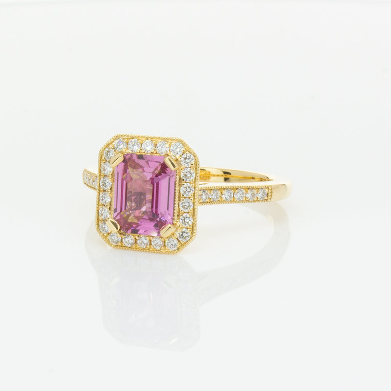 18ct Yellow Gold 1.55ct Pink Sapphire & Diamond Aria Ring-Ring-Walker & Hall
