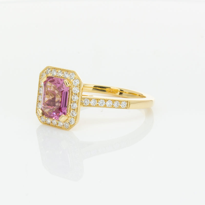 18ct Yellow Gold 1.55ct Pink Sapphire & Diamond Aria Ring-Ring-Walker & Hall