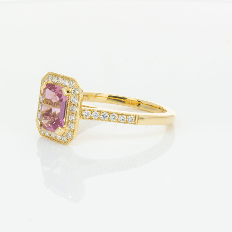 18ct Yellow Gold 1.55ct Pink Sapphire & Diamond Aria Ring-Ring-Walker & Hall