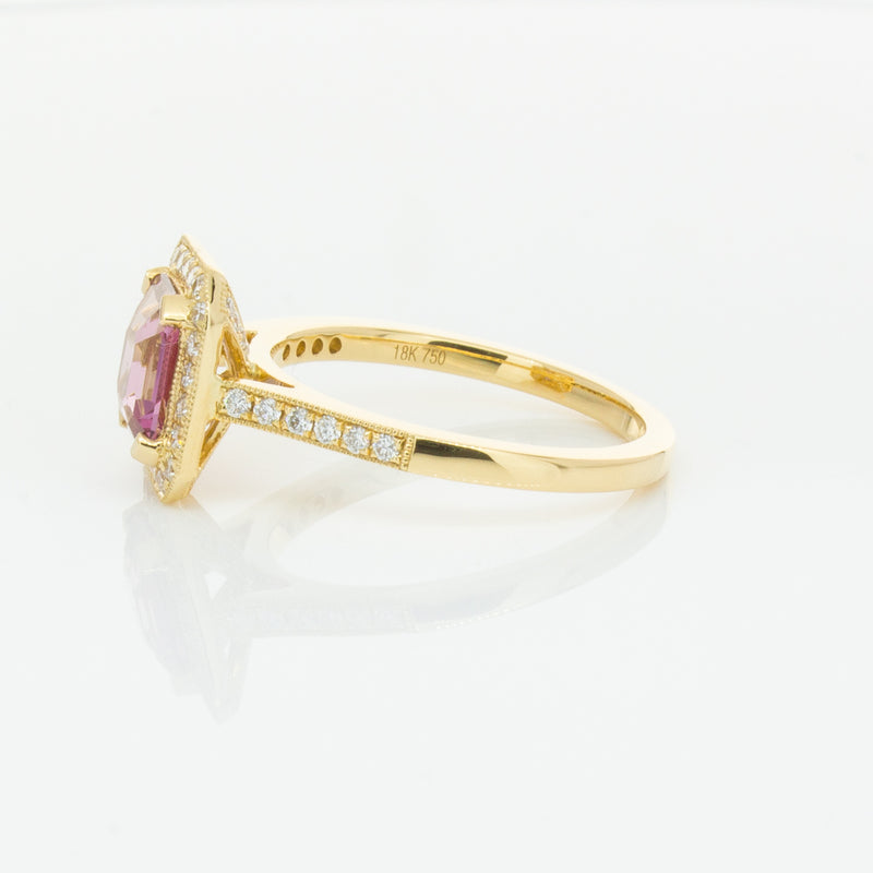 18ct Yellow Gold 1.55ct Pink Sapphire & Diamond Aria Ring-Ring-Walker & Hall