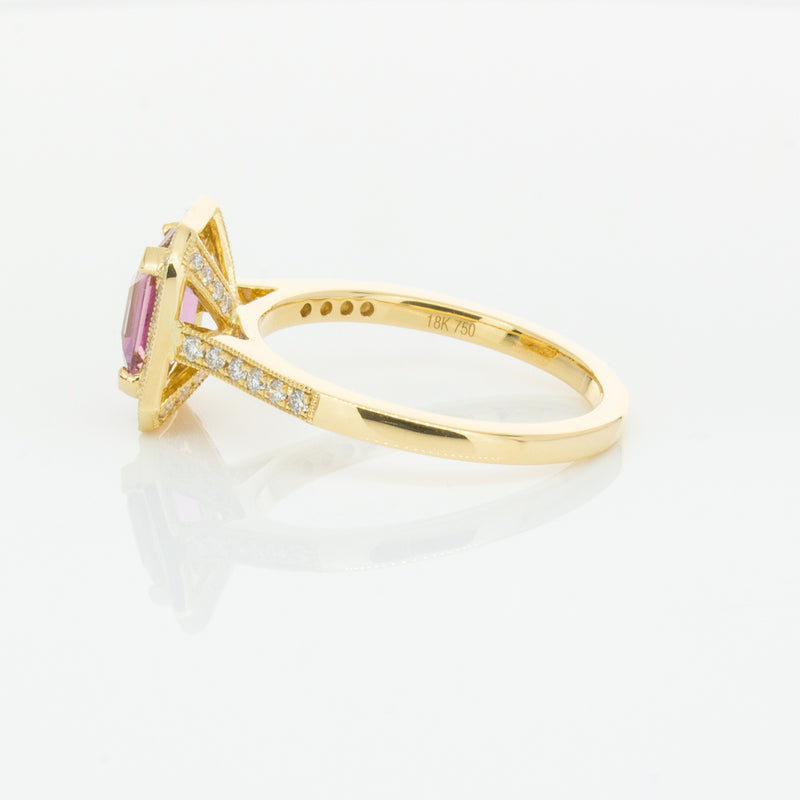 18ct Yellow Gold 1.55ct Pink Sapphire & Diamond Aria Ring-Ring-Walker & Hall