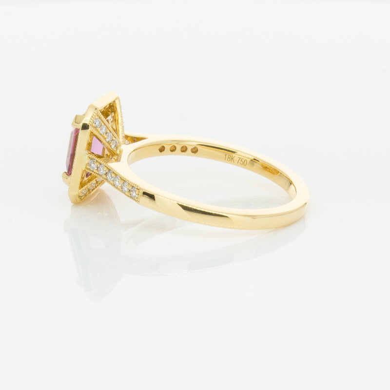 18ct Yellow Gold 1.55ct Pink Sapphire & Diamond Aria Ring-Ring-Walker & Hall