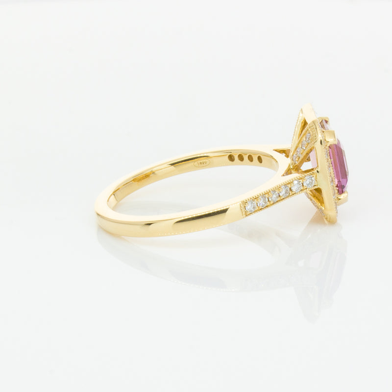 18ct Yellow Gold 1.55ct Pink Sapphire & Diamond Aria Ring-Ring-Walker & Hall