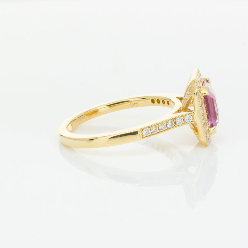 18ct Yellow Gold 1.55ct Pink Sapphire & Diamond Aria Ring-Ring-Walker & Hall