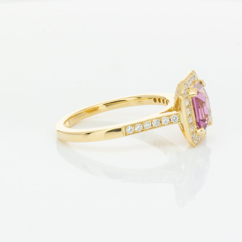 18ct Yellow Gold 1.55ct Pink Sapphire & Diamond Aria Ring-Ring-Walker & Hall