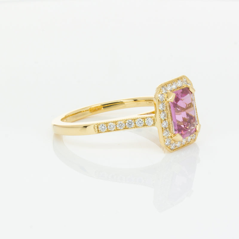 18ct Yellow Gold 1.55ct Pink Sapphire & Diamond Aria Ring-Ring-Walker & Hall