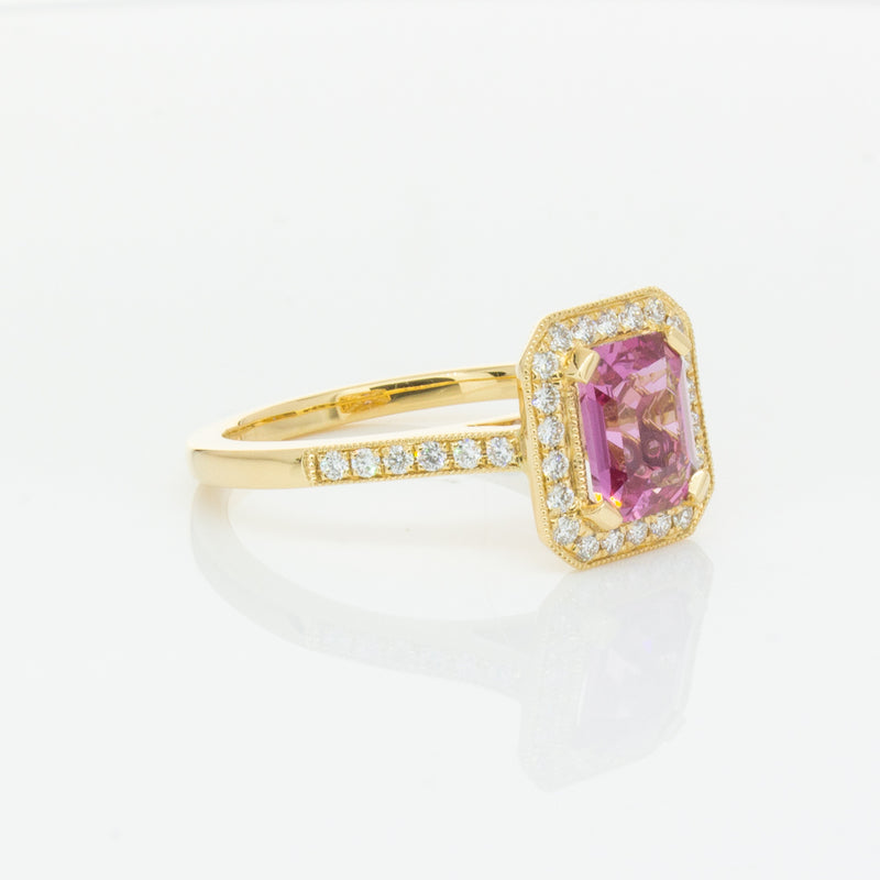 18ct Yellow Gold 1.55ct Pink Sapphire & Diamond Aria Ring-Ring-Walker & Hall