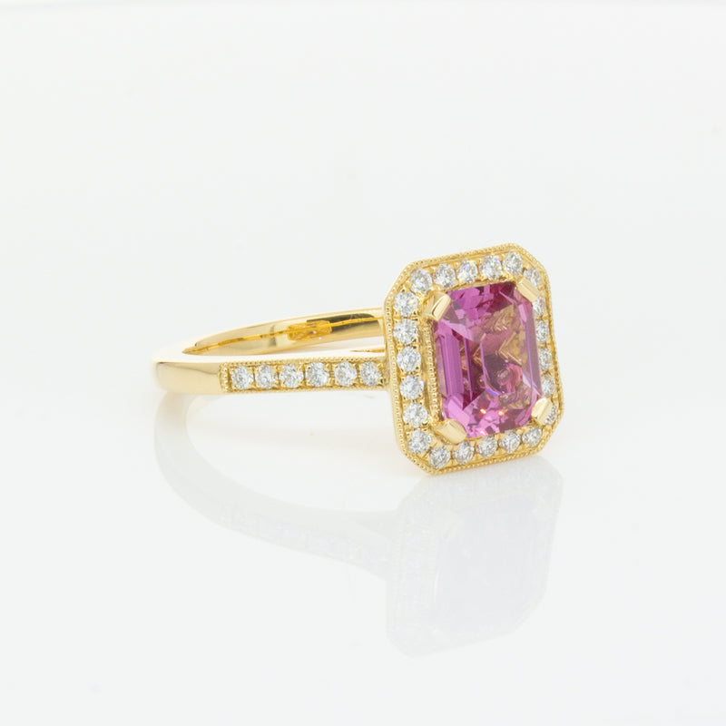18ct Yellow Gold 1.55ct Pink Sapphire & Diamond Aria Ring-Ring-Walker & Hall