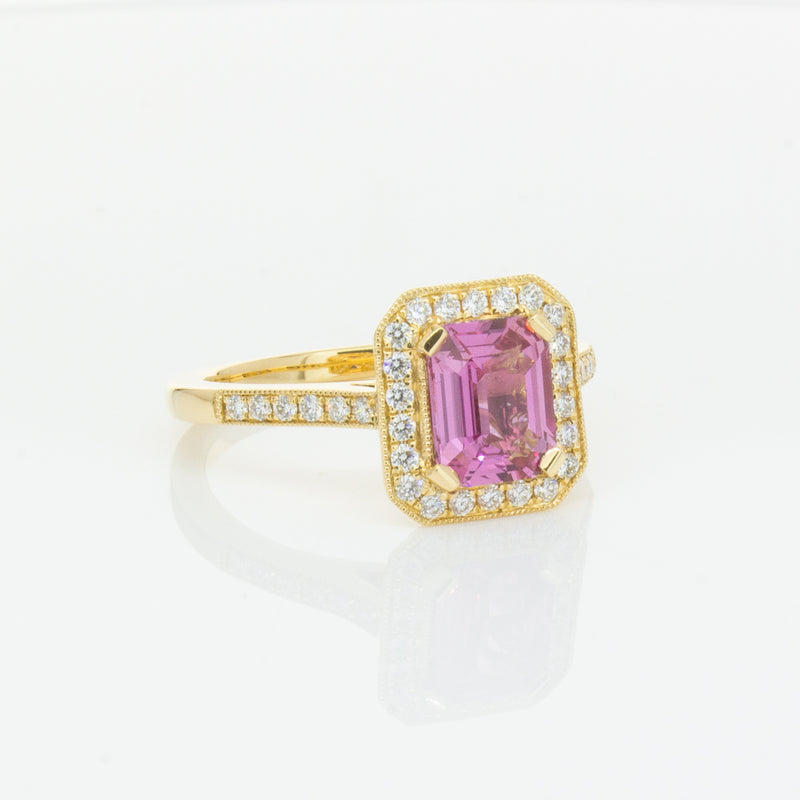 18ct Yellow Gold 1.55ct Pink Sapphire & Diamond Aria Ring-Ring-Walker & Hall