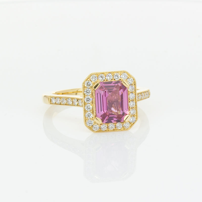 18ct Yellow Gold 1.55ct Pink Sapphire & Diamond Aria Ring-Ring-Walker & Hall