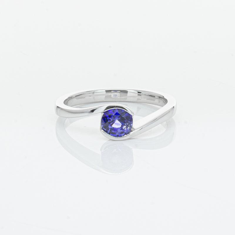 18ct White Gold .76ct Sapphire Embrace Ring-Ring-Walker & Hall