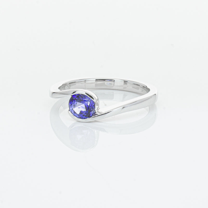 18ct White Gold .76ct Sapphire Embrace Ring-Ring-Walker & Hall