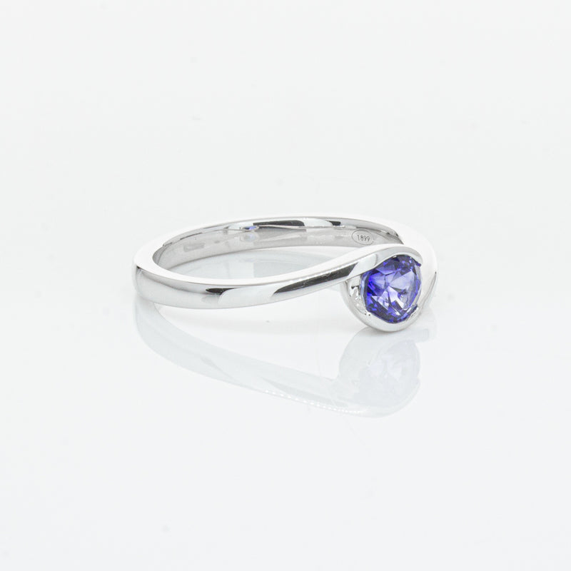 18ct White Gold .76ct Sapphire Embrace Ring-Ring-Walker & Hall