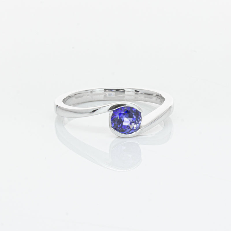 18ct White Gold .76ct Sapphire Embrace Ring-Ring-Walker & Hall