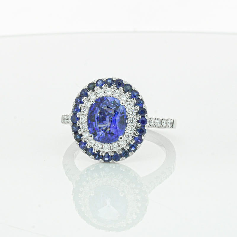 18ct White Gold Sapphire & Diamond Ring-Ring-Walker & Hall