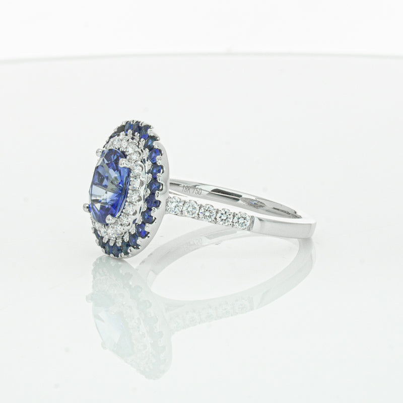 18ct White Gold Sapphire & Diamond Ring-Ring-Walker & Hall