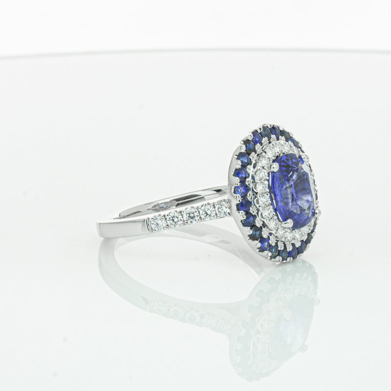 18ct White Gold Sapphire & Diamond Ring-Ring-Walker & Hall