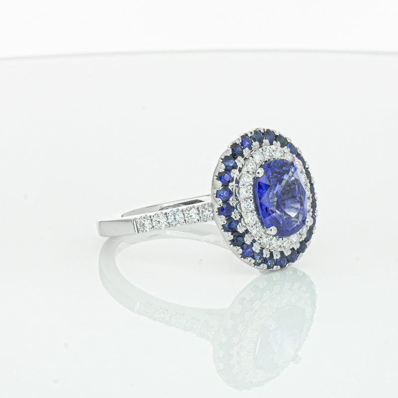 18ct White Gold Sapphire & Diamond Ring-Ring-Walker & Hall