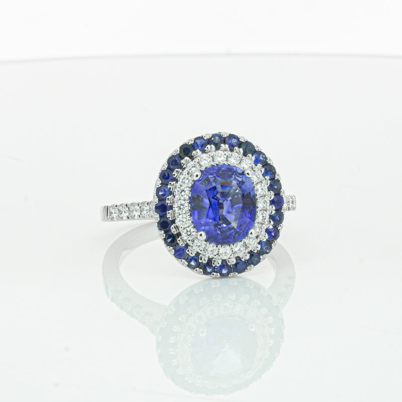18ct White Gold Sapphire & Diamond Ring-Ring-Walker & Hall
