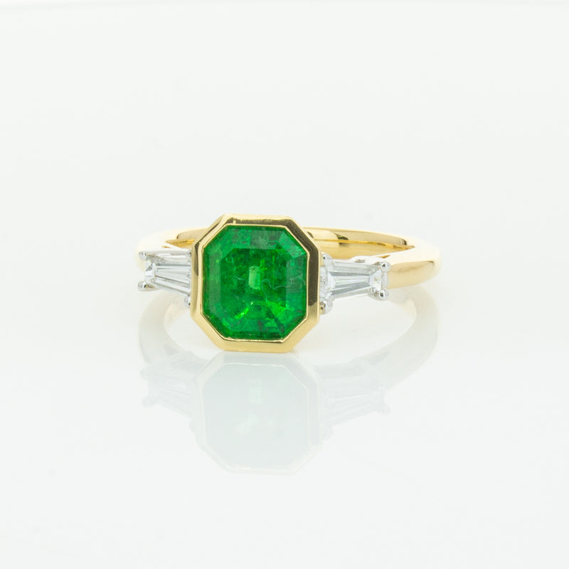 18ct Yellow Gold 1.67ct Emerald & Diamond Ring-Ring-Walker & Hall