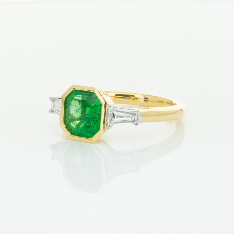 18ct Yellow Gold 1.67ct Emerald & Diamond Ring-Ring-Walker & Hall