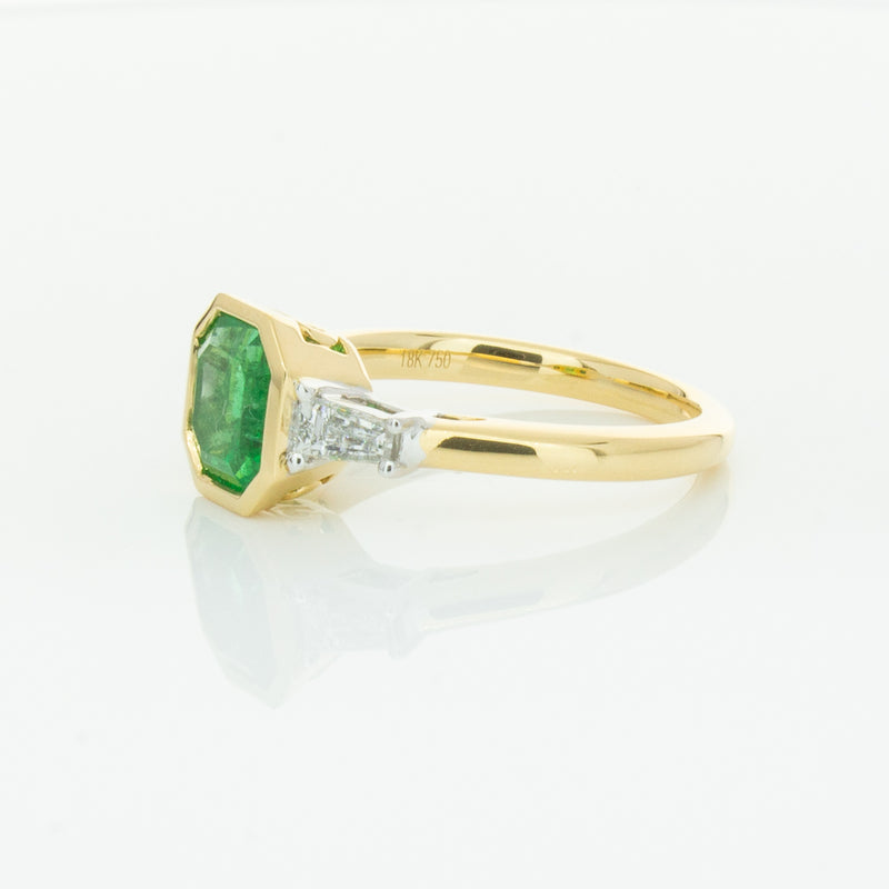18ct Yellow Gold 1.67ct Emerald & Diamond Ring-Ring-Walker & Hall