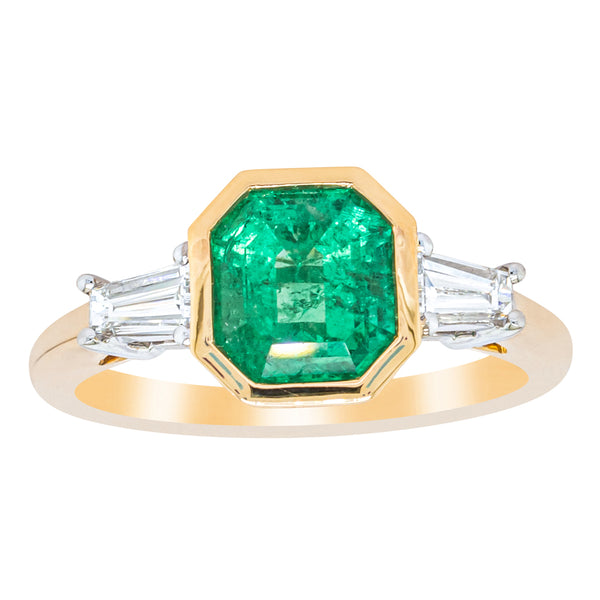 18ct Yellow Gold 1.67ct Emerald & Diamond Ring - Ring - Walker & Hall