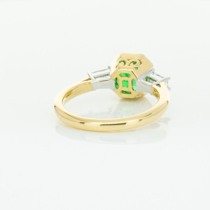 18ct Yellow Gold 1.67ct Emerald & Diamond Ring-Ring-Walker & Hall