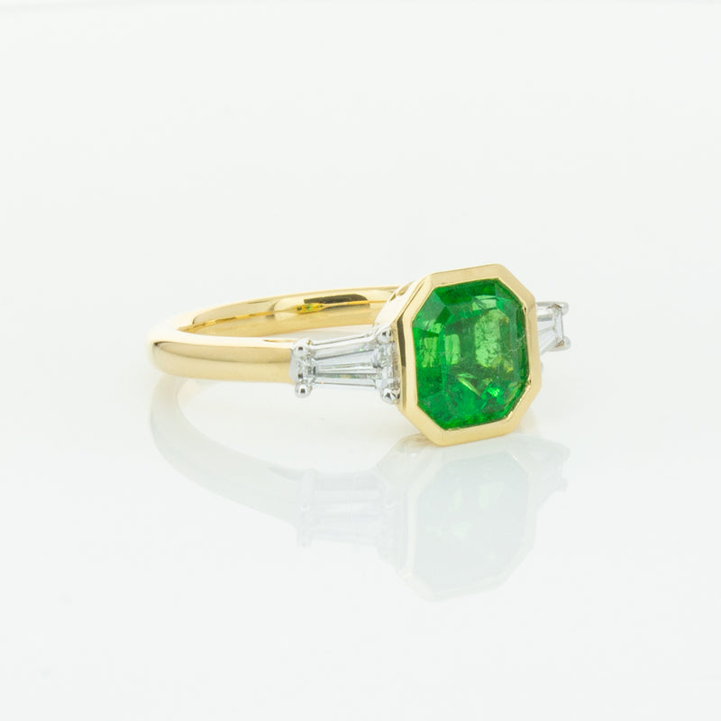18ct Yellow Gold 1.67ct Emerald & Diamond Ring-Ring-Walker & Hall