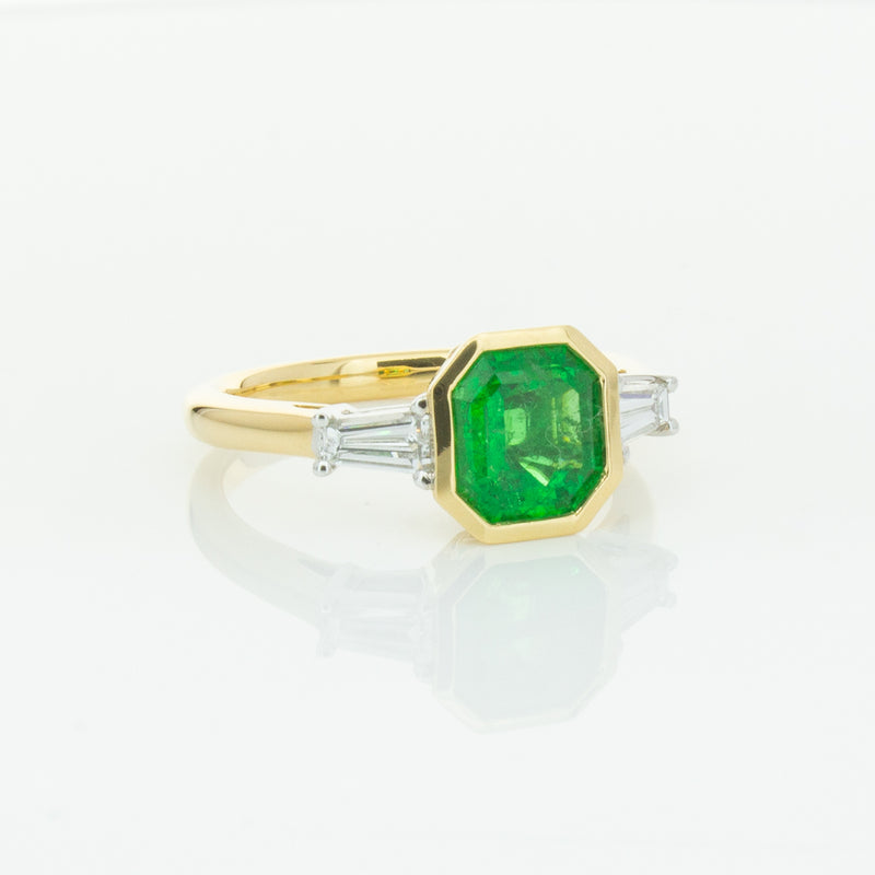 18ct Yellow Gold 1.67ct Emerald & Diamond Ring-Ring-Walker & Hall