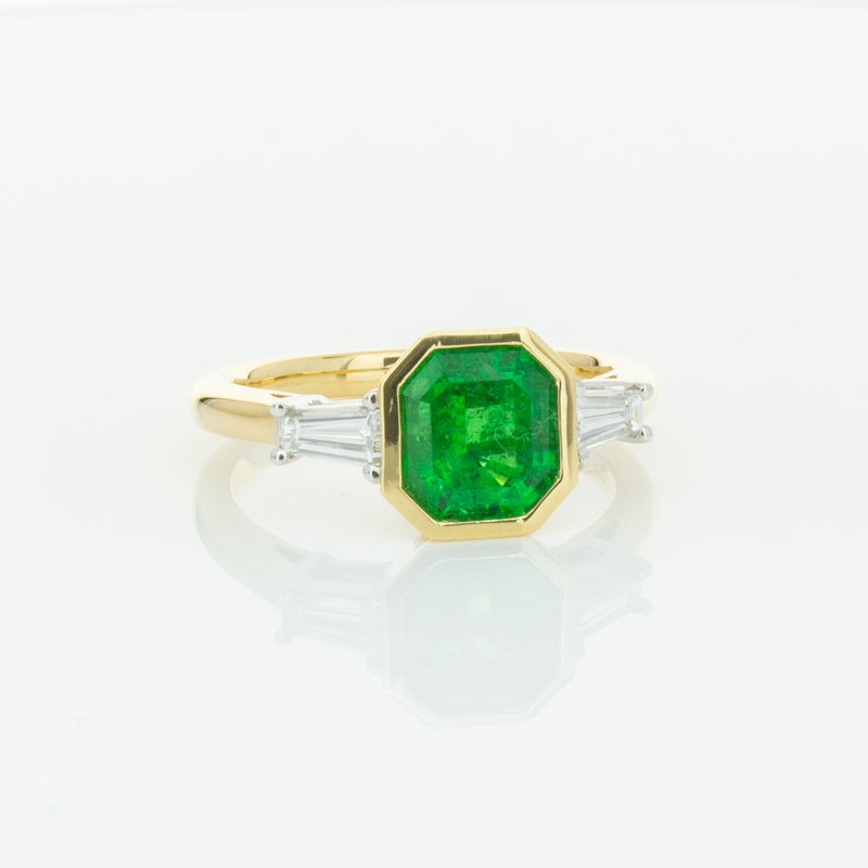 18ct Yellow Gold 1.67ct Emerald & Diamond Ring-Ring-Walker & Hall