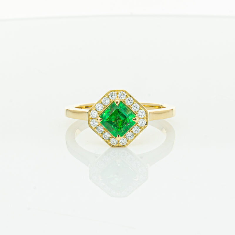18ct Yellow Gold .84ct Emerald & Diamond Ring-Ring-Walker & Hall