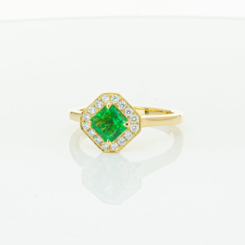 18ct Yellow Gold .84ct Emerald & Diamond Ring-Ring-Walker & Hall