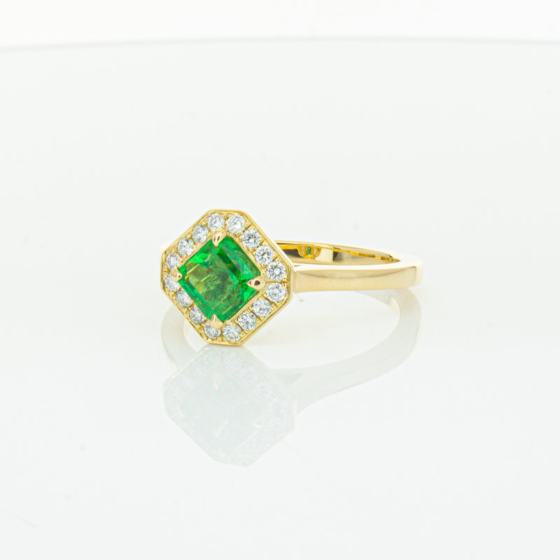 18ct Yellow Gold .84ct Emerald & Diamond Ring-Ring-Walker & Hall