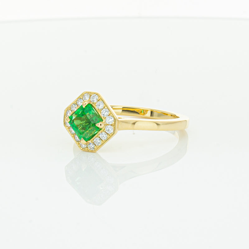 18ct Yellow Gold .84ct Emerald & Diamond Ring-Ring-Walker & Hall