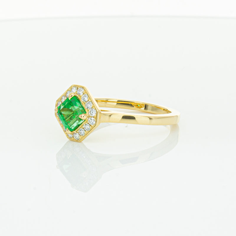 18ct Yellow Gold .84ct Emerald & Diamond Ring-Ring-Walker & Hall