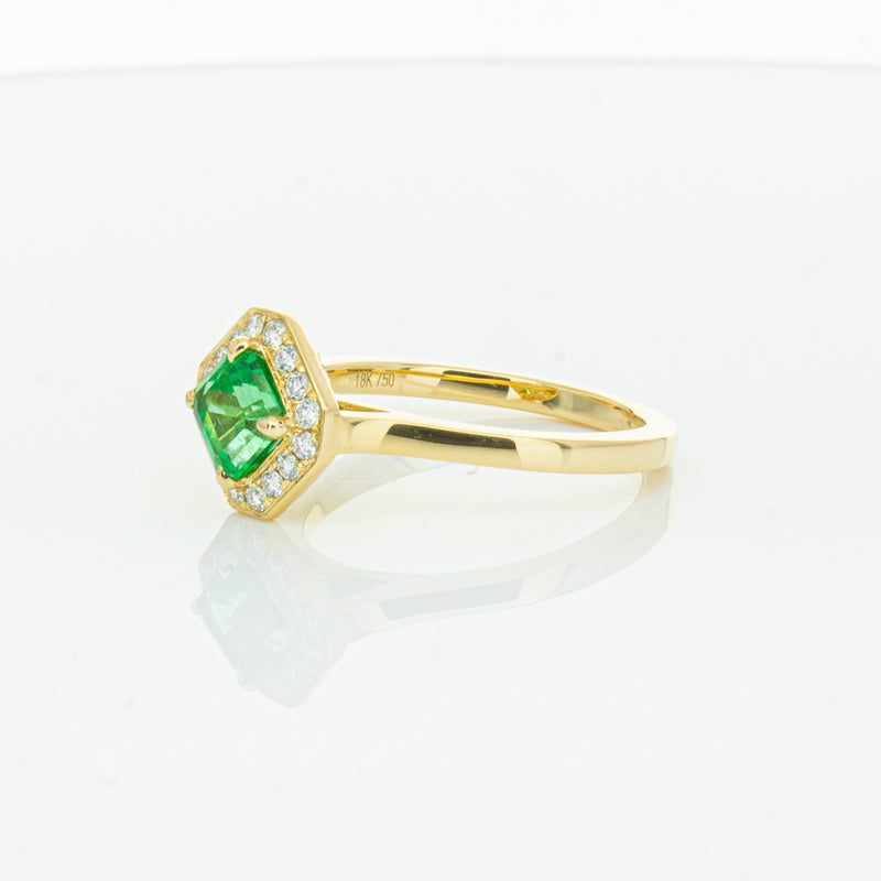 18ct Yellow Gold .84ct Emerald & Diamond Ring-Ring-Walker & Hall
