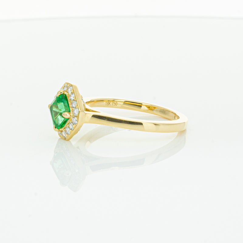 18ct Yellow Gold .84ct Emerald & Diamond Ring-Ring-Walker & Hall