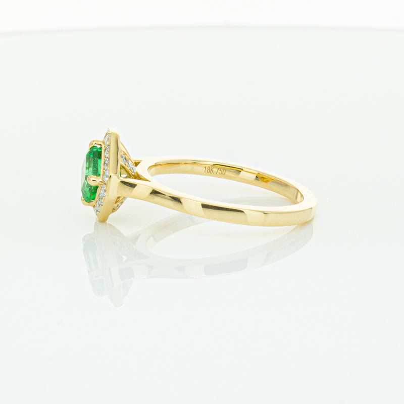 18ct Yellow Gold .84ct Emerald & Diamond Ring-Ring-Walker & Hall
