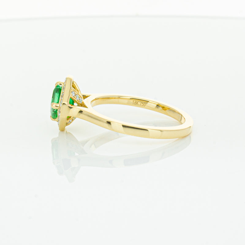 18ct Yellow Gold .84ct Emerald & Diamond Ring-Ring-Walker & Hall