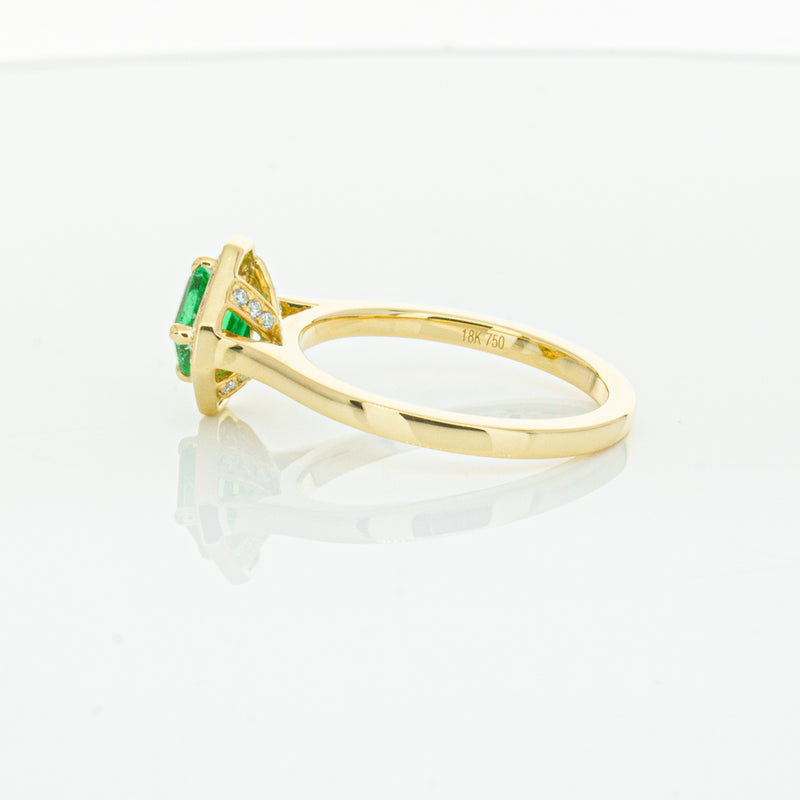 18ct Yellow Gold .84ct Emerald & Diamond Ring-Ring-Walker & Hall